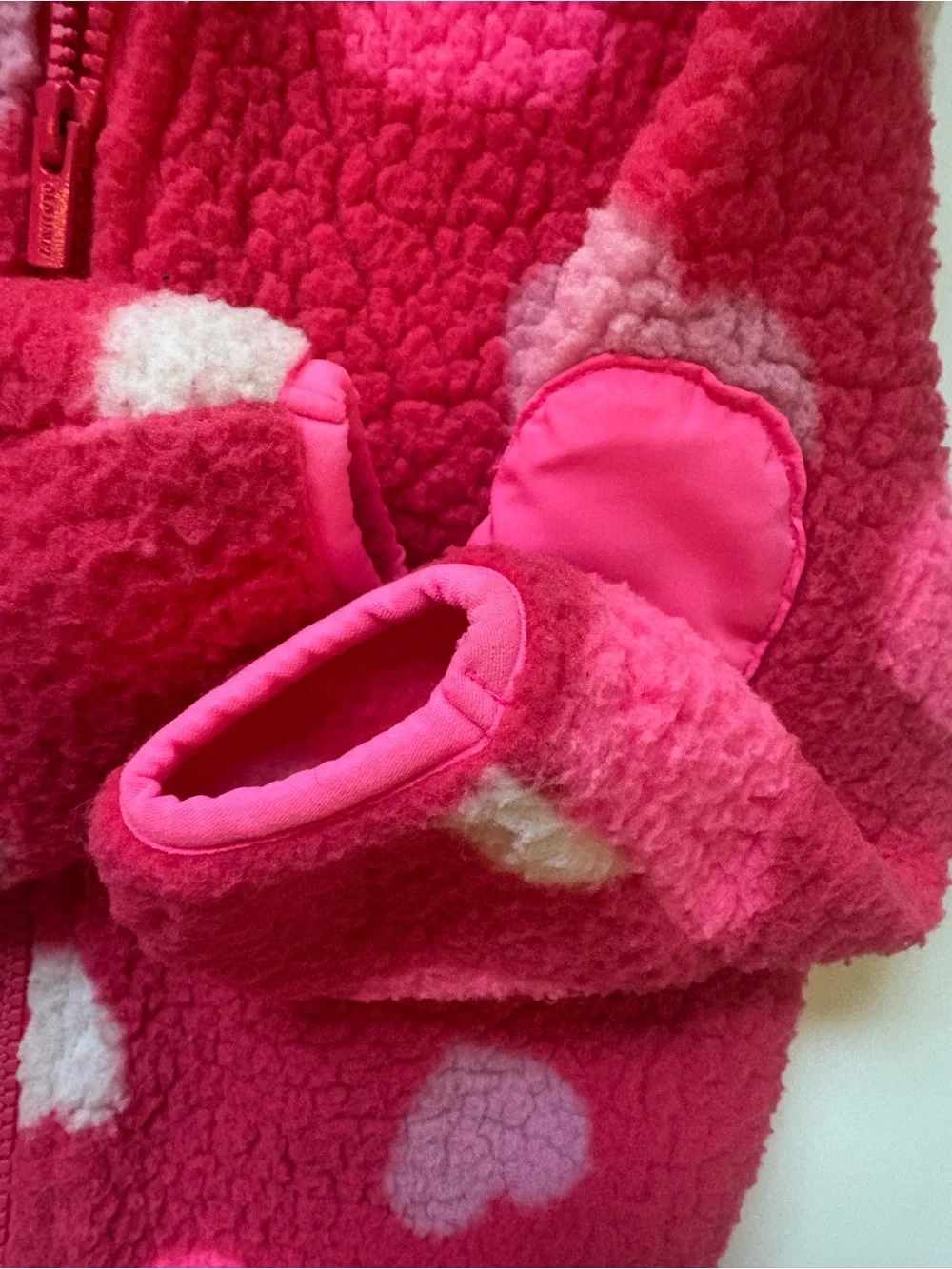 Old Navy Pink Heart Sherpa Zip Hoodie